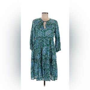 Dolma Floral blue and green with sleeves dress Size Small
